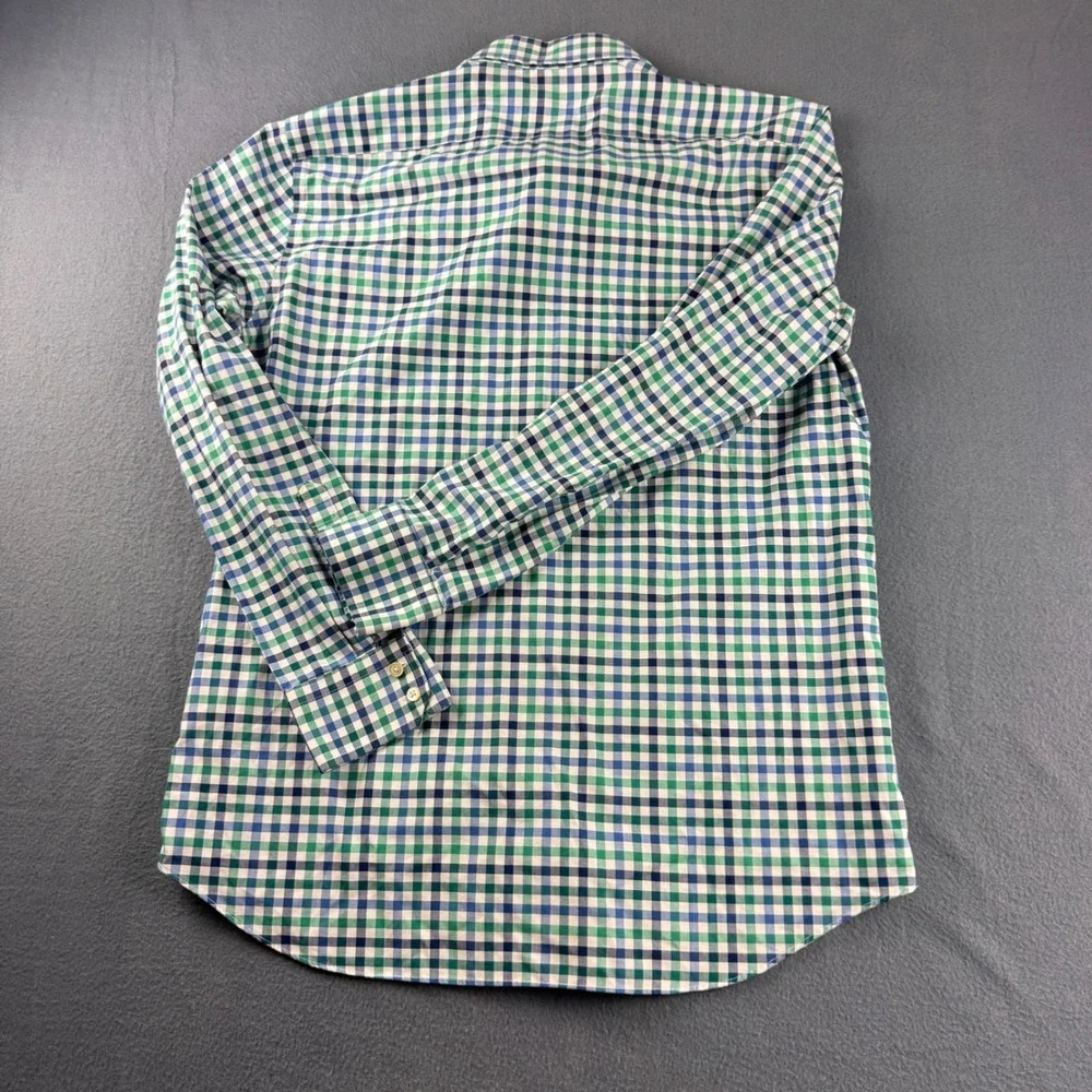 Banana Republic Shirt Mens L Blue Green Gingham Non-Iron Slim Fit Lot of 2 Dress